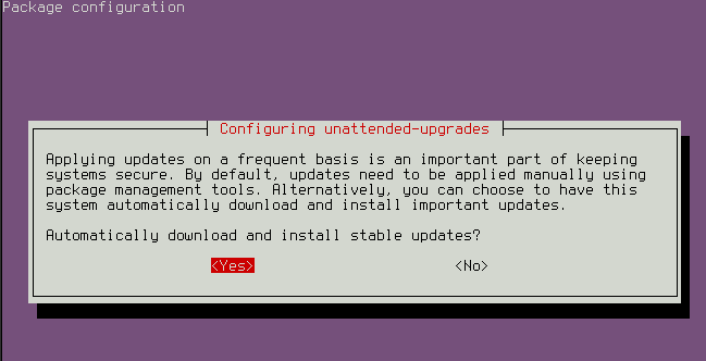 unattended-upgrades package reconfigure